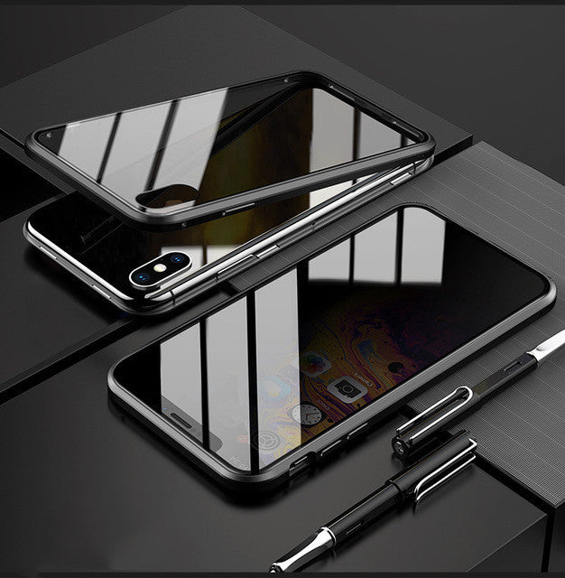 Coque Téléphone Anti-Espion Magnétique avec Verre de Confidentialité
