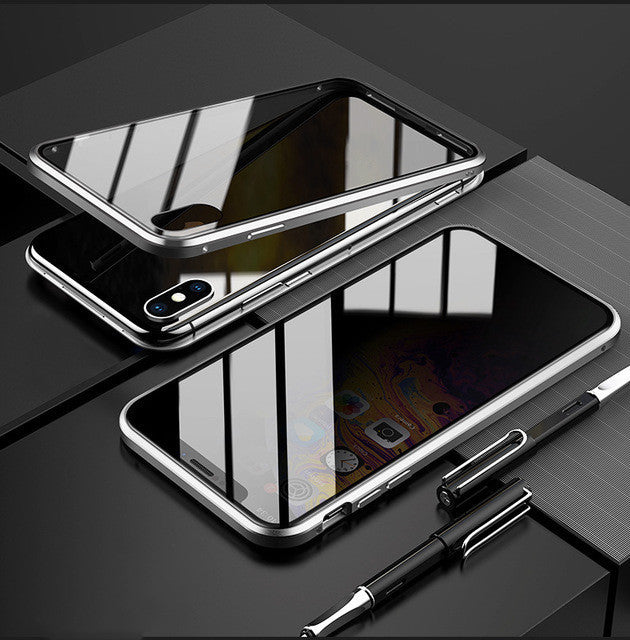 Coque Téléphone Anti-Espion Magnétique avec Verre de Confidentialité